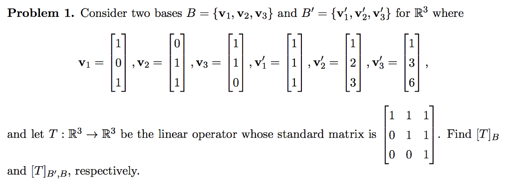 Solved: Consider Two Bases B = {v_1, V_2, V_3} And B' - {v... | Chegg.com