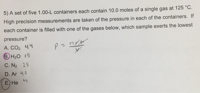 Solved A Set Of Five L Containers Each Contain Chegg Com