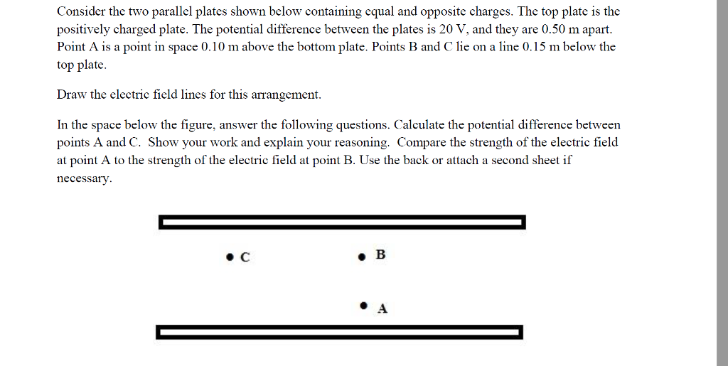 Solved Consider the two parallel plates shown below | Chegg.com