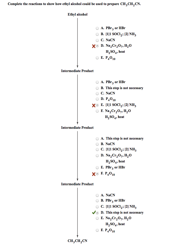 Solved Complete the reactions to show how ethyl alcohol