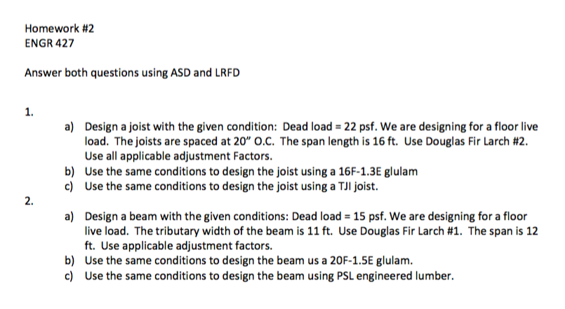 Solved Homework #2 ENGR 427 Answer Both Questions Using ASD | Chegg.com