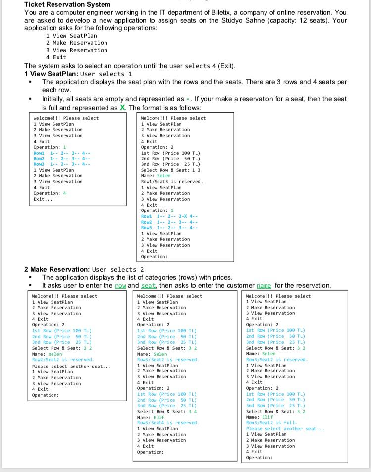 Ticket Reservation System You are a computer engineer | Chegg.com