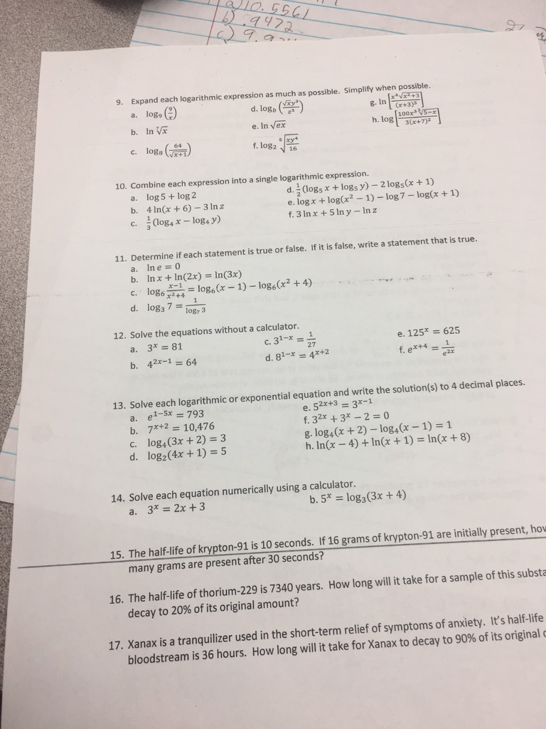Solved 7 expand each logarithmic expression as much as chegg