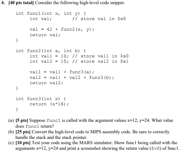 Solved 4. 140 pts totall Consider the following high-level | Chegg.com