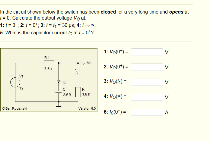 Solved In the circuit shown below the switch has been closed | Chegg.com