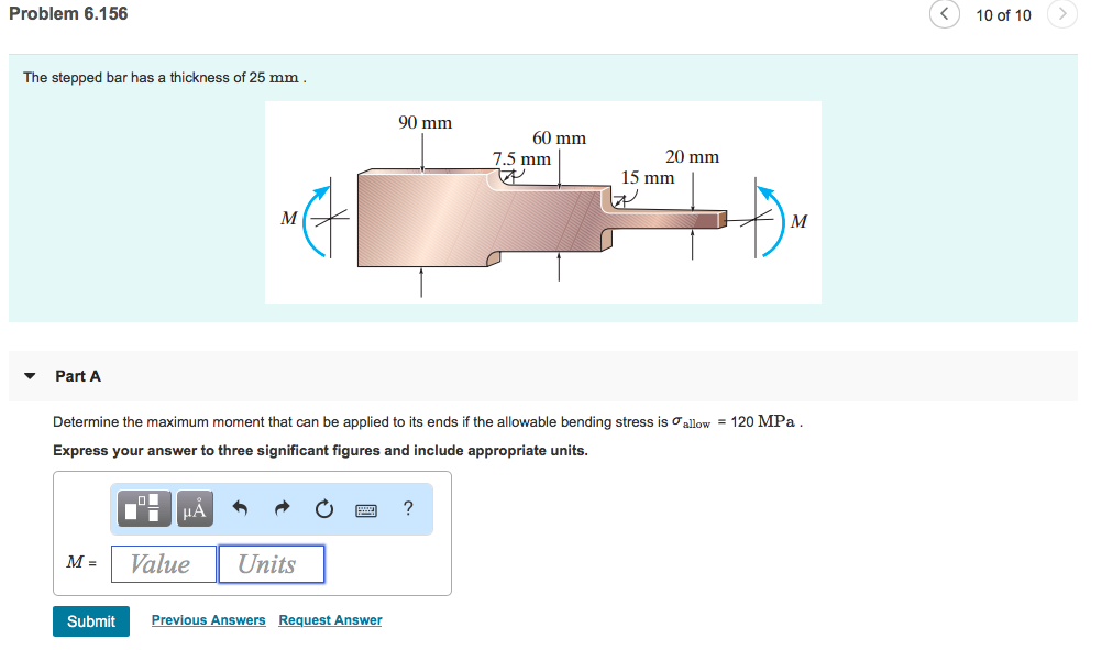 Solved 10 Of 10 Problem 6.156 The Stepped Bar Has A | Chegg.com