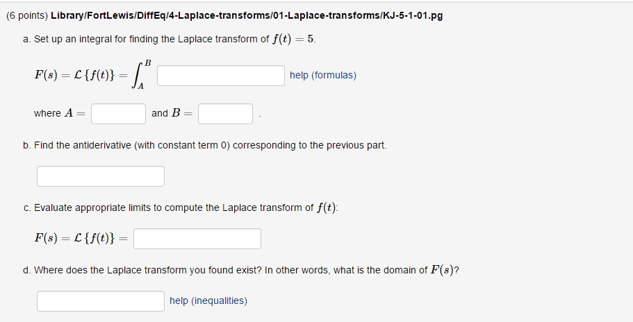 Solved Library/FortLewis/DiffEq/4-Laplace-transforms/01 | Chegg.com