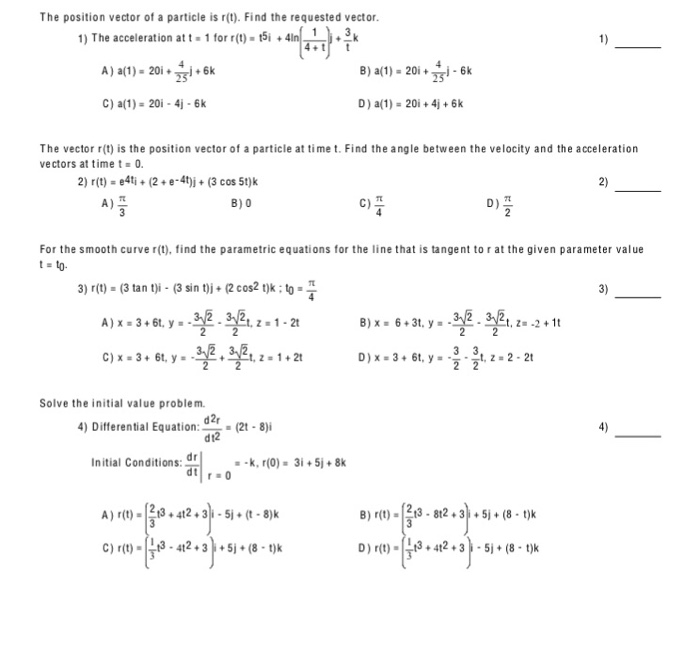 Solved The position vector of a particle is r(t). Find the | Chegg.com