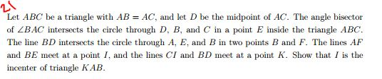 Solved Let ABC be a triangle with AB = AC, and let D be the | Chegg.com