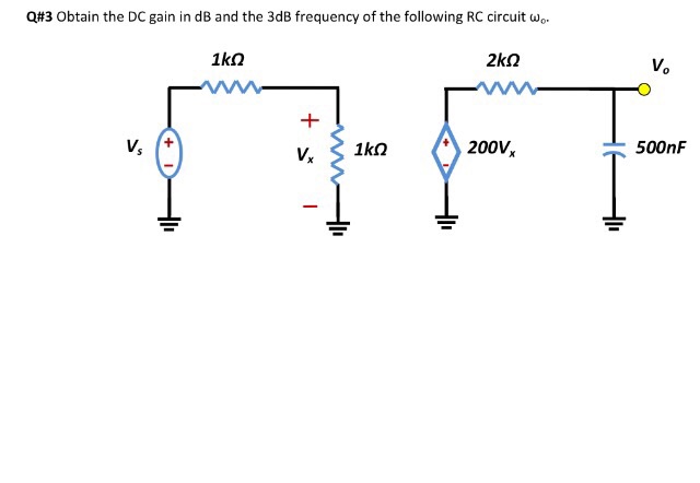 Solved Obtain the DC gain in dB and the 3dB frequency of the | Chegg.com