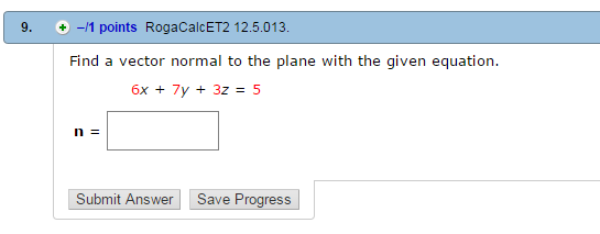Solved Find a vector normal to the plane with the given | Chegg.com