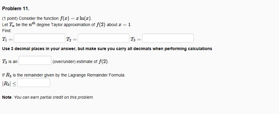 Solved Problem 11 1 point) Consider the function f(x) | Chegg.com