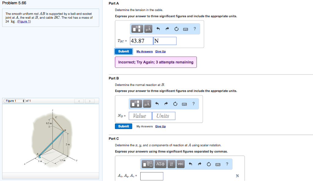 Solved Problem 5.66 Part A Determine the tension in the | Chegg.com