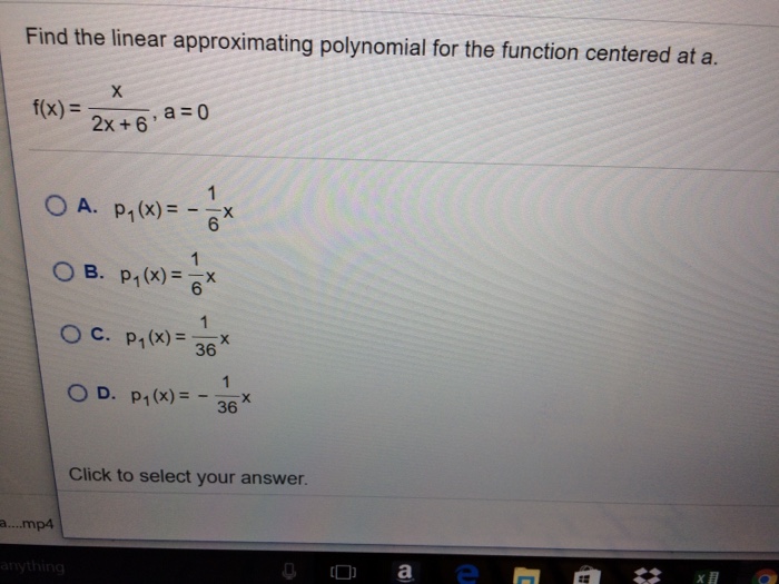 Solved Find The Linear Approximating Polynomial For The | Chegg.com