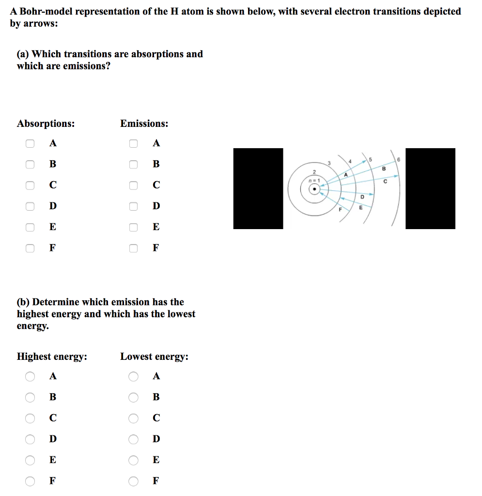 Solved A Bohr Model Representation Of The H Atom Is Shown