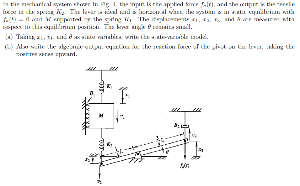 In the mechanical system shown in Fig. 4, the input | Chegg.com