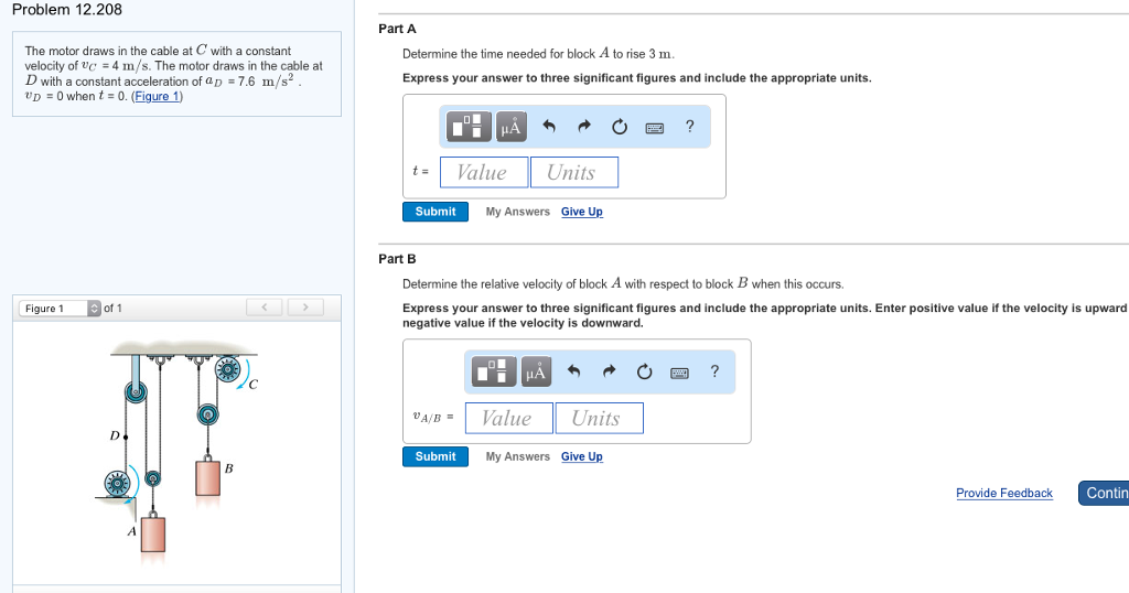 Solved The motor draws in the cable at C with a constant