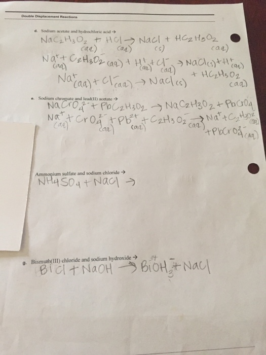 Solved Sodium acetate and hydrochloric acid rightarrow