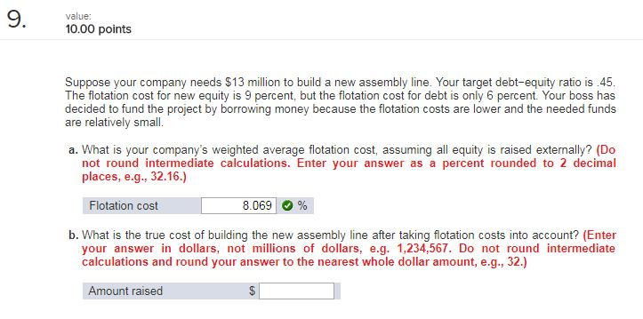 Solved 9. 10.00 points Suppose your company needs $13 | Chegg.com