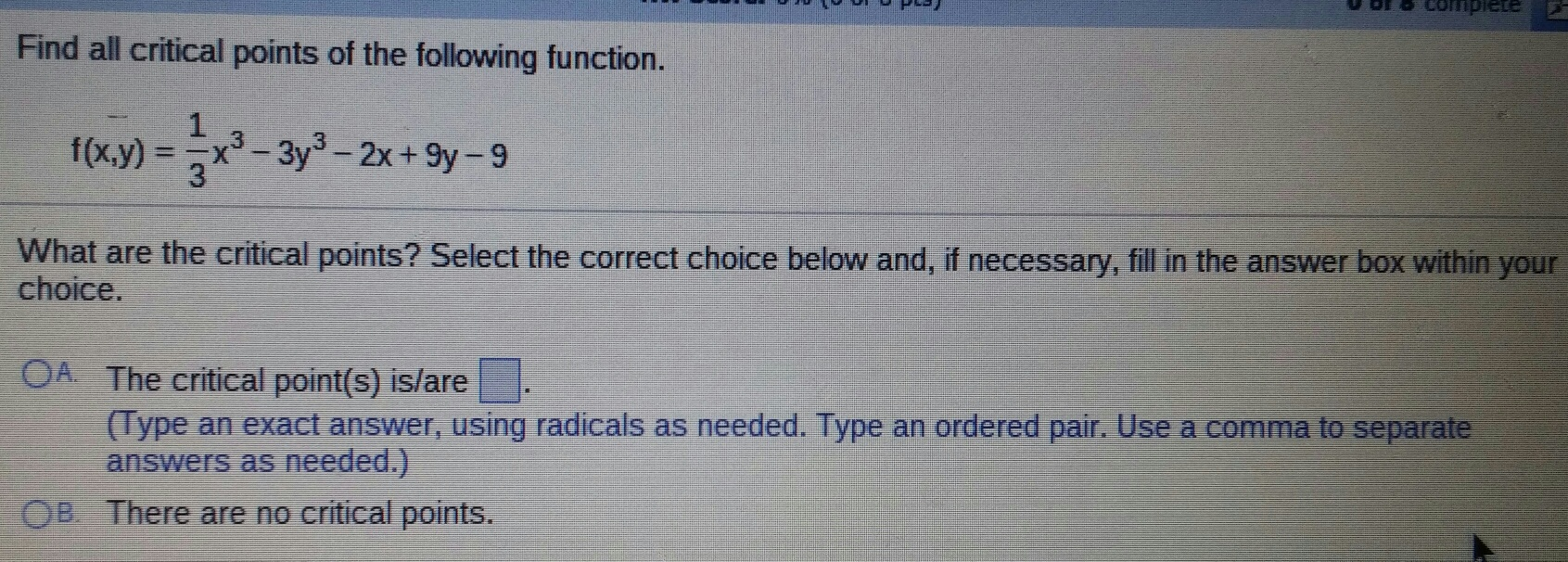 Solved Find all critical points of the following function. f | Chegg.com