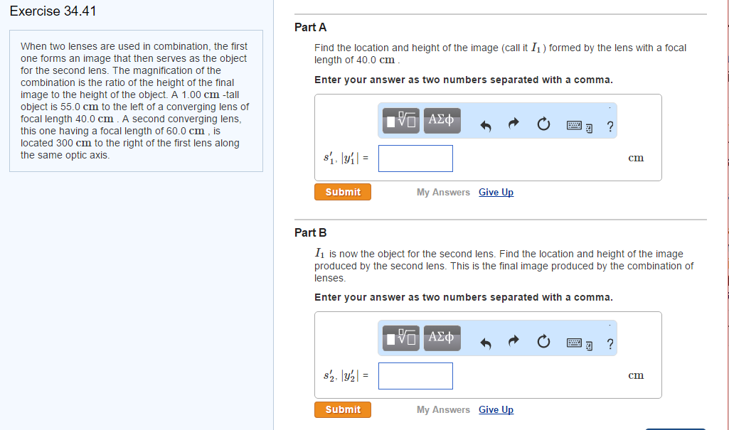 Solved When two lenses are used in combination, the first
