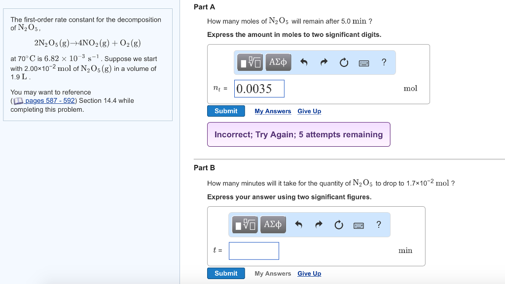 Solved The first-order rate constant for the decomposition | Chegg.com