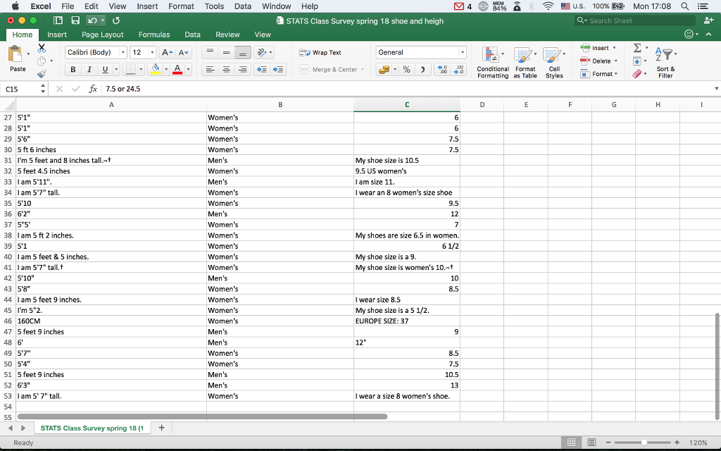 Go back to the data from our class survey. Consider | Chegg.com