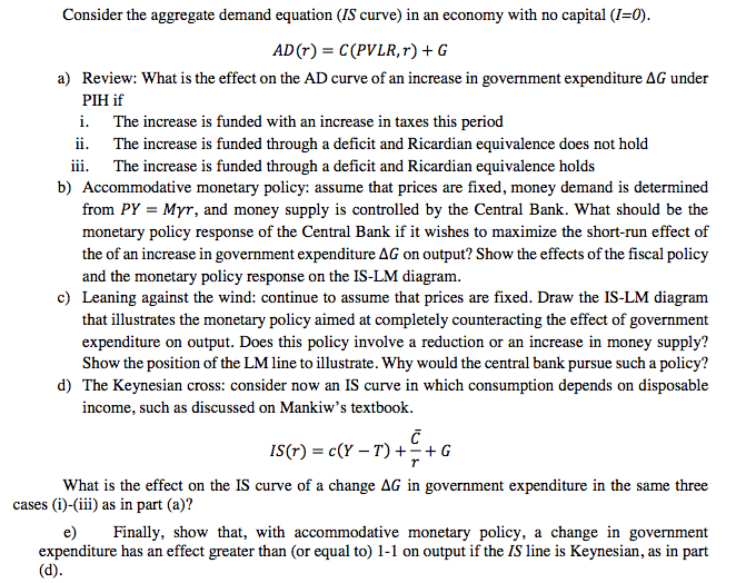 Solved Consider the aggregate demand equation (IS curve) in | Chegg.com