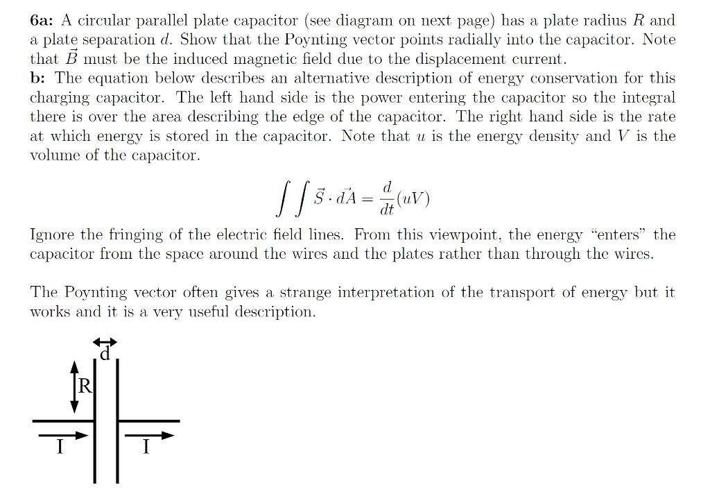 A circular parallel plate capacitor (see diagram on | Chegg.com