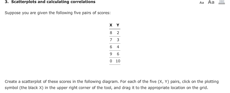 correlation between x and y on a scatter plot calculator