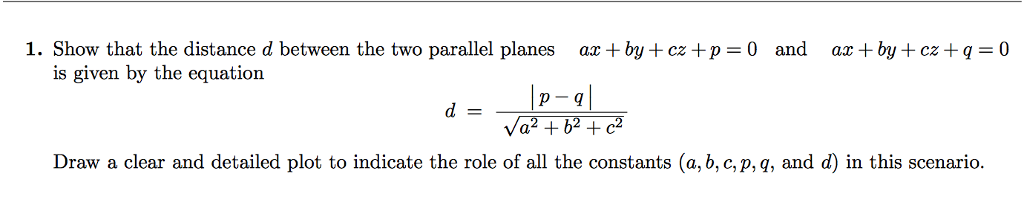 Solved Show that the distance d between the two parallel | Chegg.com