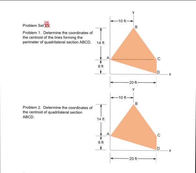 Solved Problem 1. Determine the coordinates of the centroid | Chegg.com
