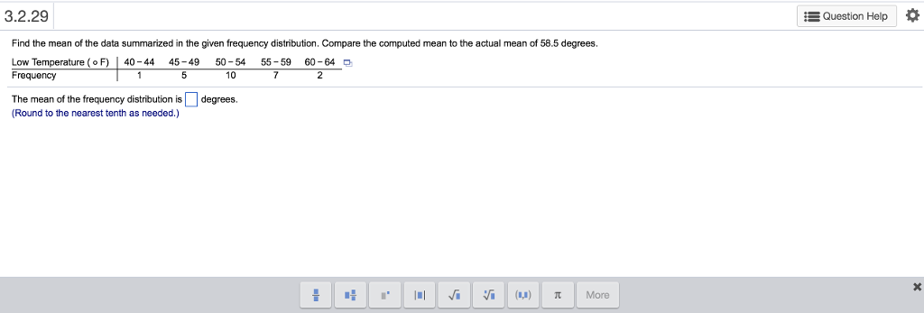 Solved 3.2.29 Question Help Find the mean of the data | Chegg.com