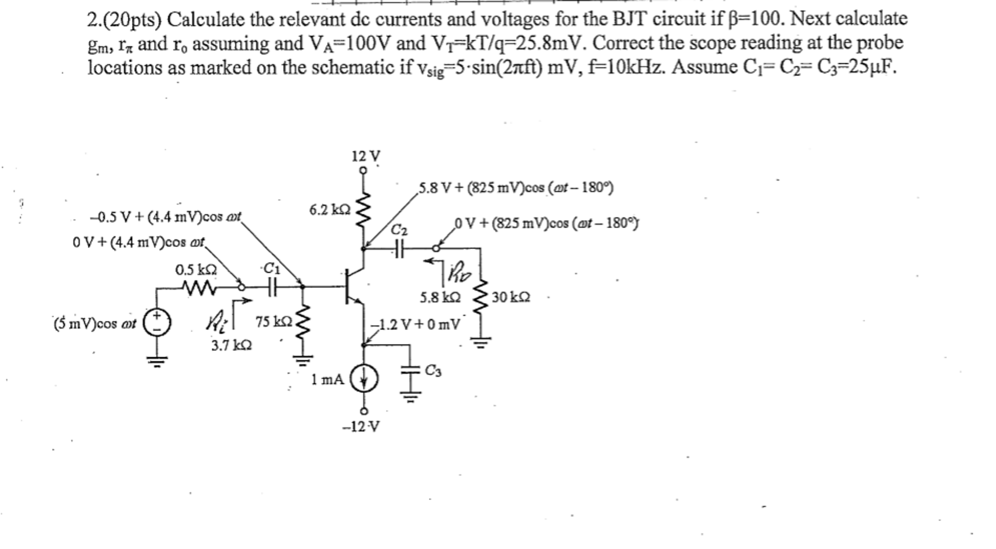 Solved Calculate the relevant dc currents and voltages for