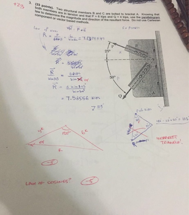 Solved Two Structural Members B And C Are Bolted To Bracket | Chegg.com