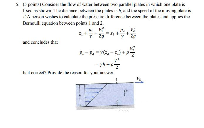 Solved Consider the flow of water between two parallel | Chegg.com