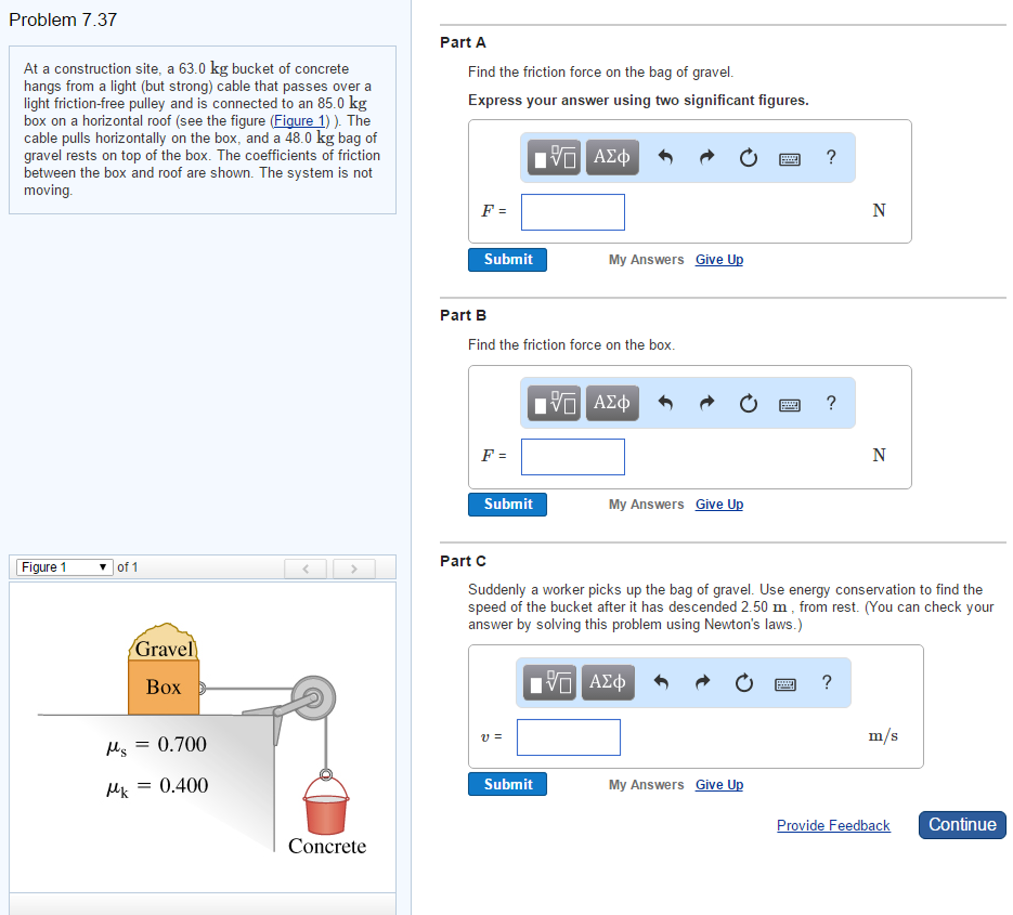 Solved At a construction site, a 63.0 kg bucket of concrete