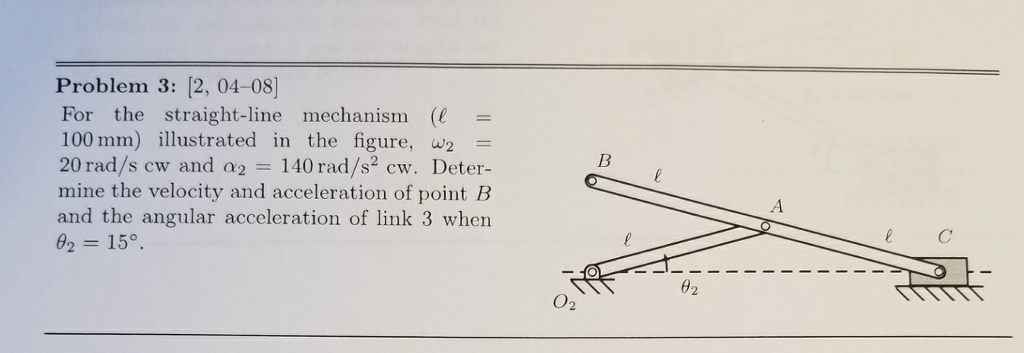 Solved Problem 3: [2, 04-08] For The Straight-line Mechanism | Chegg.com