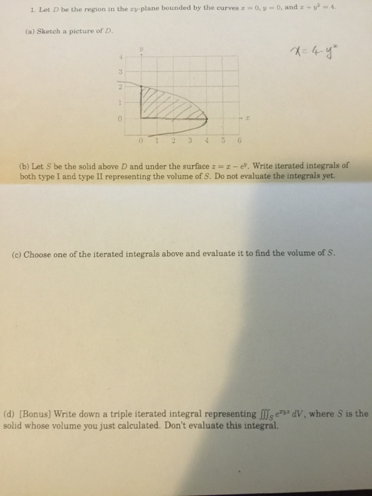 Solved Let D be the region in the xy-plane bounded by the | Chegg.com