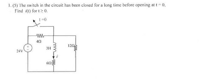 Solved The switch in the circuit has been closed for a long | Chegg.com