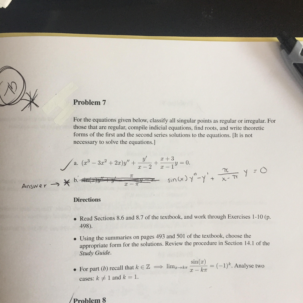 Solved For the equations given below, classify all singular | Chegg.com
