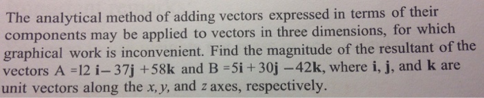 Solved The analytical method of adding vectors expressed in | Chegg.com