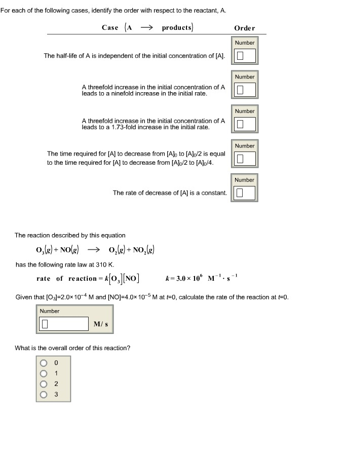 Solved For each of the following cases, identify the order