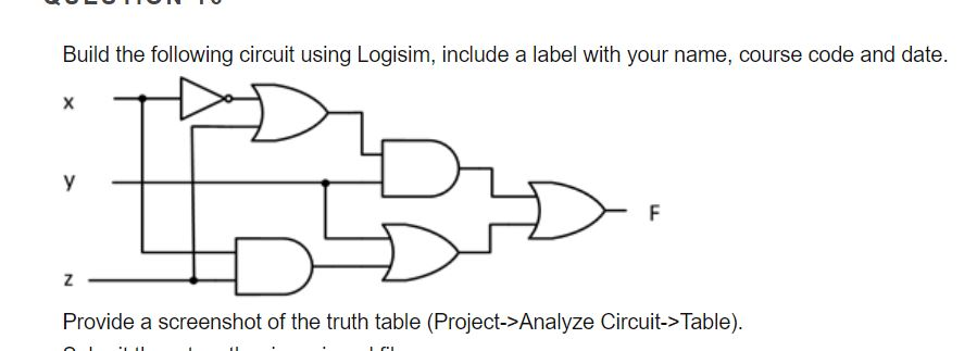 Solved Build the following circuit using Logisim, include a | Chegg.com