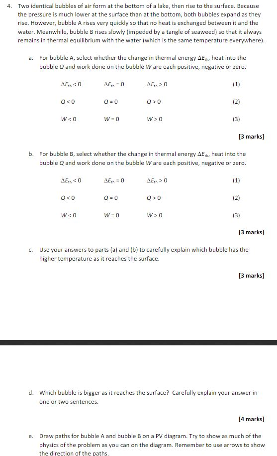 Solved Two identical bubbles of air form at the bottom of a | Chegg.com