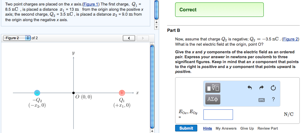 Solved Two point charges are placed on the x axis. (Figure | Chegg.com