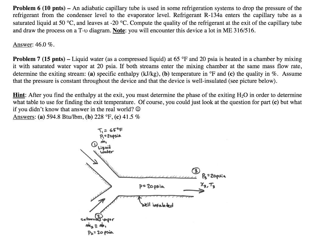 Solved An adiabatic capillary tube is used in some