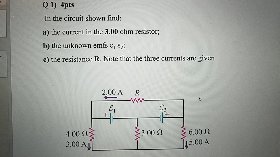 Solved Q 1) 4pts In the circuit shown find: a) the current | Chegg.com