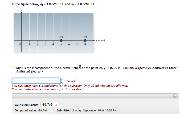 Solved In the figure below, 1 1.00x10 C and q2-3.00x10- c 91 | Chegg.com