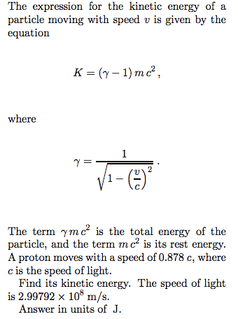 Solved 1. Find its total energy. Answer in units of J I ONLY | Chegg.com